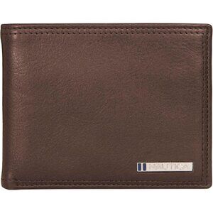 Men's Logo - Brown Bifold Leather Wallet RFID Blocking ID Window Card Slots
